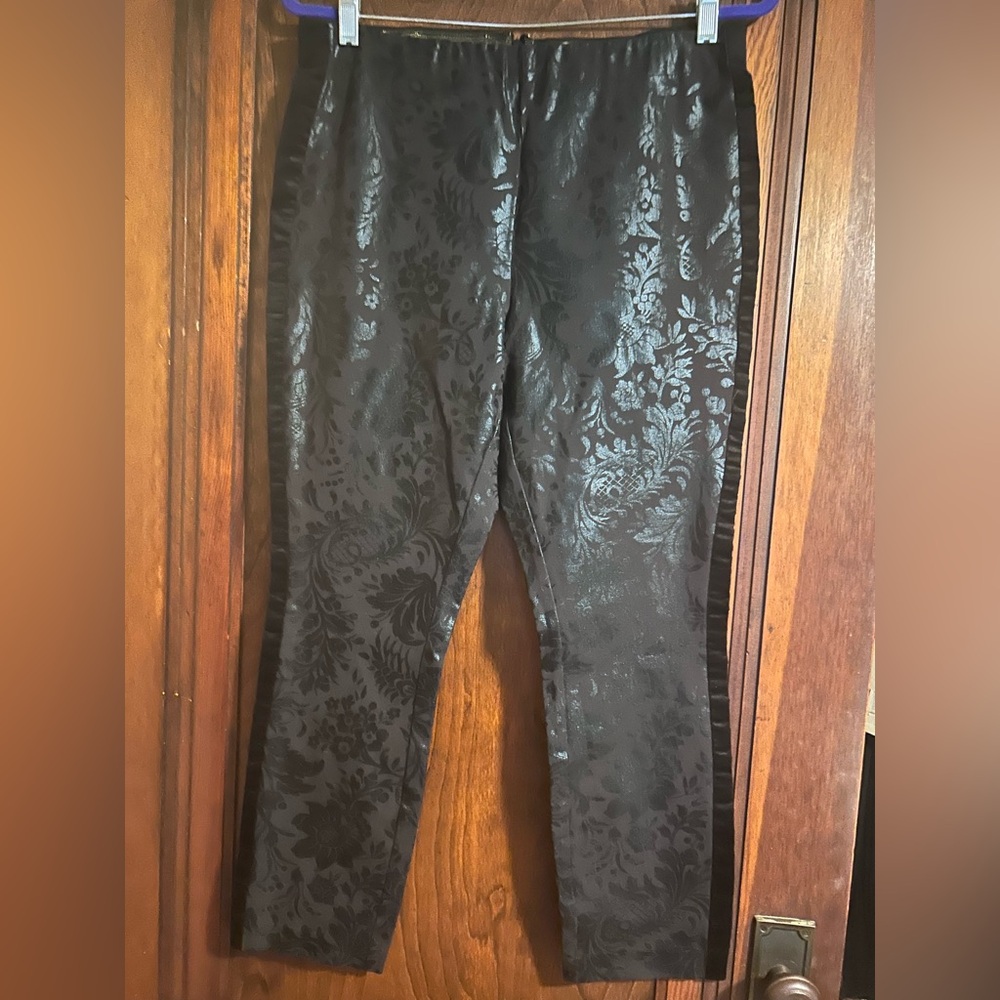 Anthropologie Black Floral Skinny Pants